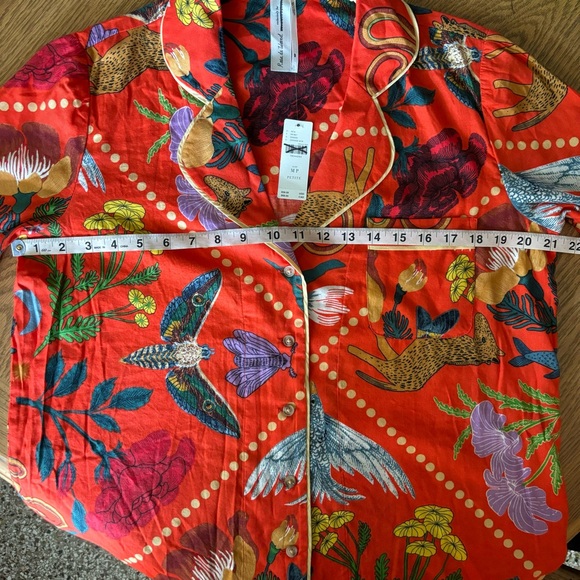 Anthropologie Rosa de Weerd Flannel Sleep Top Botanical Dreamy Medium Petite NWT - Picture 9 of 12
